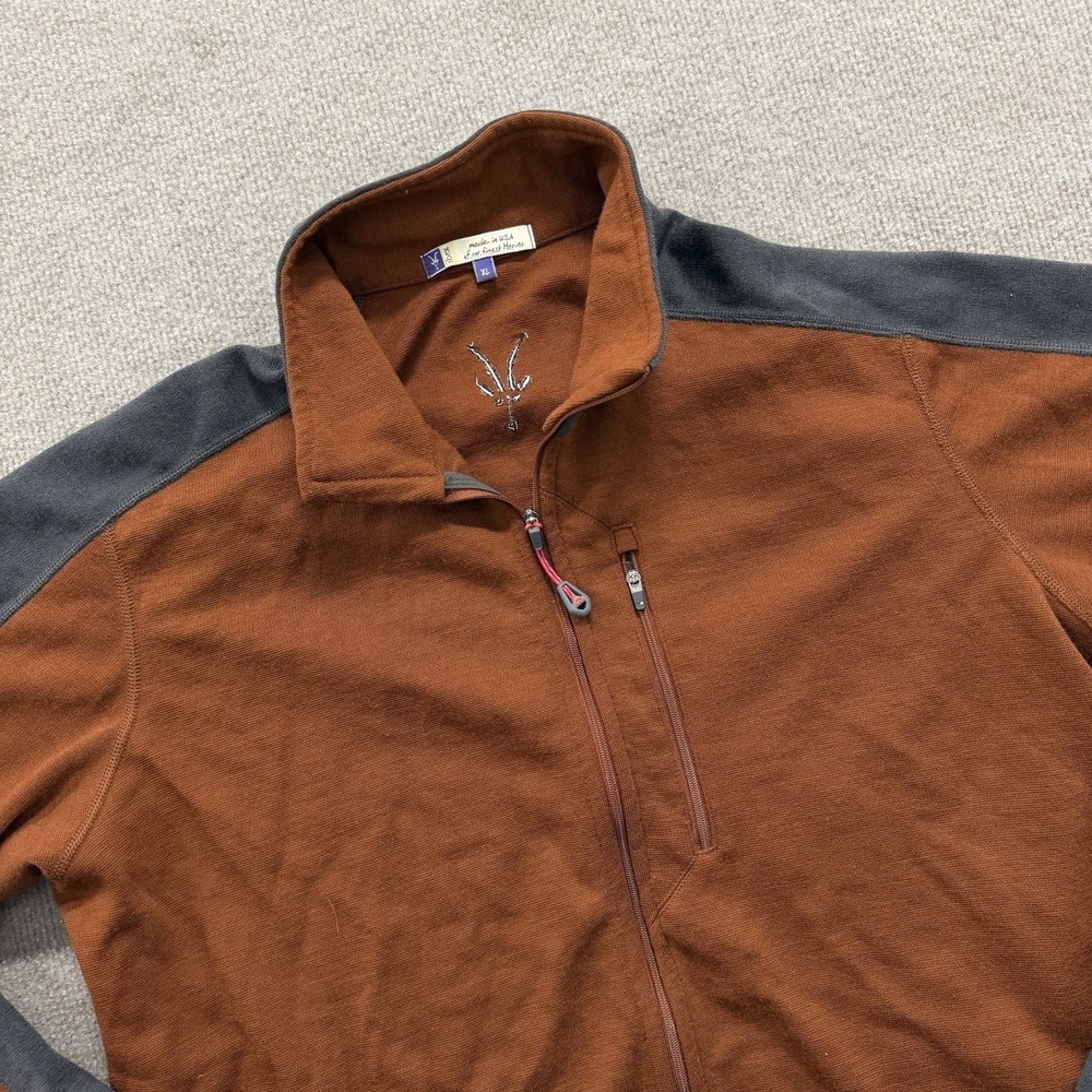 Ibex Pullover Men's XL Rust Orange Full Zip Merino Wool Hiking Top